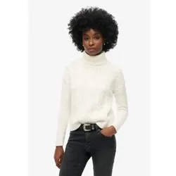Superdry für Damen. W6110393A Achtender Pullover mit Umlegekragen und überschnittenen Schultern weiß (XL), Lässig, Baumwolle