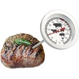 com-four® Bratenthermometer aus Edelstahl - analoges Fleischthermometer bis 120 °C - Grillthermometer - Fleischnadel - 10 cm (001 Stück)