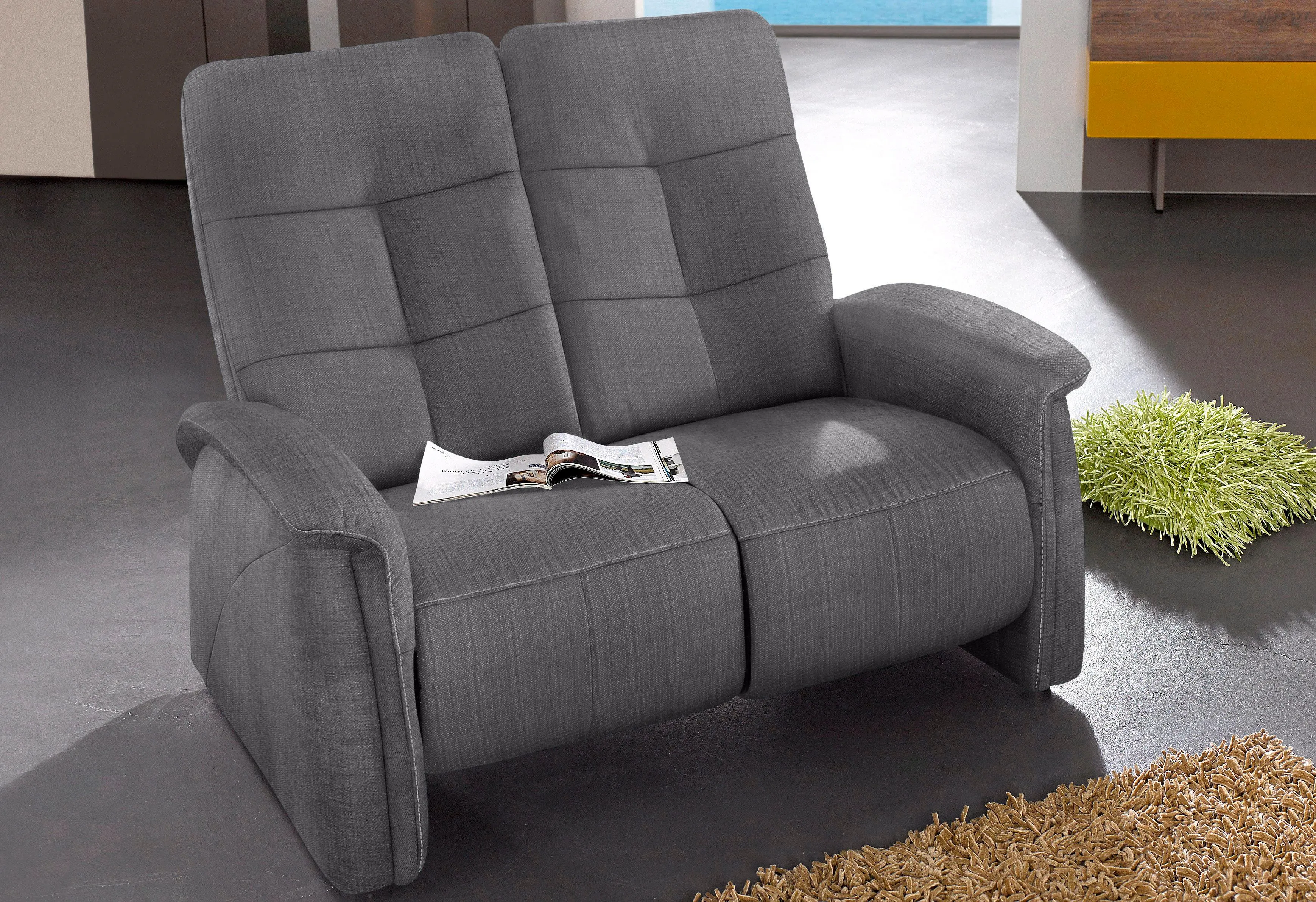 Sofa EXXPO - SOFA FASHION "Tivoli, Kinosofa, bequem und komfortabel durch die Relaxfunktion" Sofas Gr. Luxus-Microfaser, Relaxfunktion, grau 2-Sitzer-Sofa Sofas (2-sitzig), schmale Armlehnen