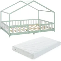 [en.casa] Kinderbett Treviolo 120 x 200 cm Kiefer massiv mint-grün weiß
