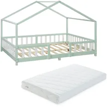 [en.casa] Kinderbett Treviolo 120 x 200 cm Kiefer massiv mint-grün weiß