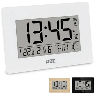 ADE CK2307-2 Wecker Digitaler Wecker Bambus, weiß