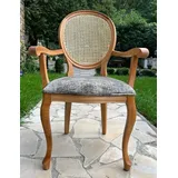 Casa Padrino Luxus Barock Esszimmer Stuhl Grau / Naturfarben / Braun Möbel Antik