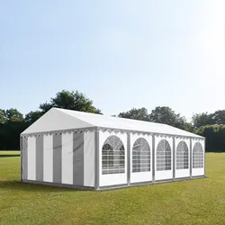 TOOLPORT PRO 6x10m Partyzelt, PVC-Plane, grau-weiß, mit Bodenrahmen - (8676BL)