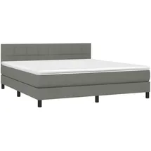 vidaXL Boxspringbett mit Matratze & LED Dunkelgrau 180x200 cm Stoff