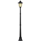 Outsunny Gartenlaterne Laterne Gartenleuchte Wegleuchte mit 19 LED 130 Lumen 3000K Aluminium gehärtetes Glas schwarz 22L x 22B x 194H cm