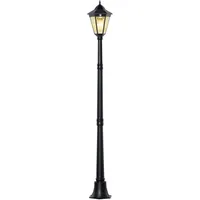 Outsunny Gartenlaterne Laterne Gartenleuchte Wegleuchte mit 19 LED 130 Lumen 3000K Aluminium gehärtetes Glas schwarz 22L x 22B x 194H cm