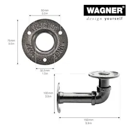 Wagner Regalträger Industrial Pipe Ø 3,25 cm x 12 cm Schwarz