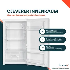 Homex CS1016 Kühlschrank (88 l, 850 mm hoch, Weiß)