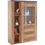 Home Affaire Vitrine »Larona, zeitlose Glasvitirne, Hochschrank Höhe 145 cm«, Stauraumvitrine mit dekorativer Rahmenoptik braun