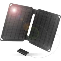 Flexsolar Solar Ladegerät 10W, Faltbares Solarpanel mit USB-A Anschluss, Monokristalline Solarmodule Solar Charger, IP67 Wasserdicht, Tragbares Solarladegerät für Reisen, Camping und Garten