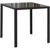 HOMCOM Esstisch Stahl Hartglas 75L x 75B x 75H cm Schwarz