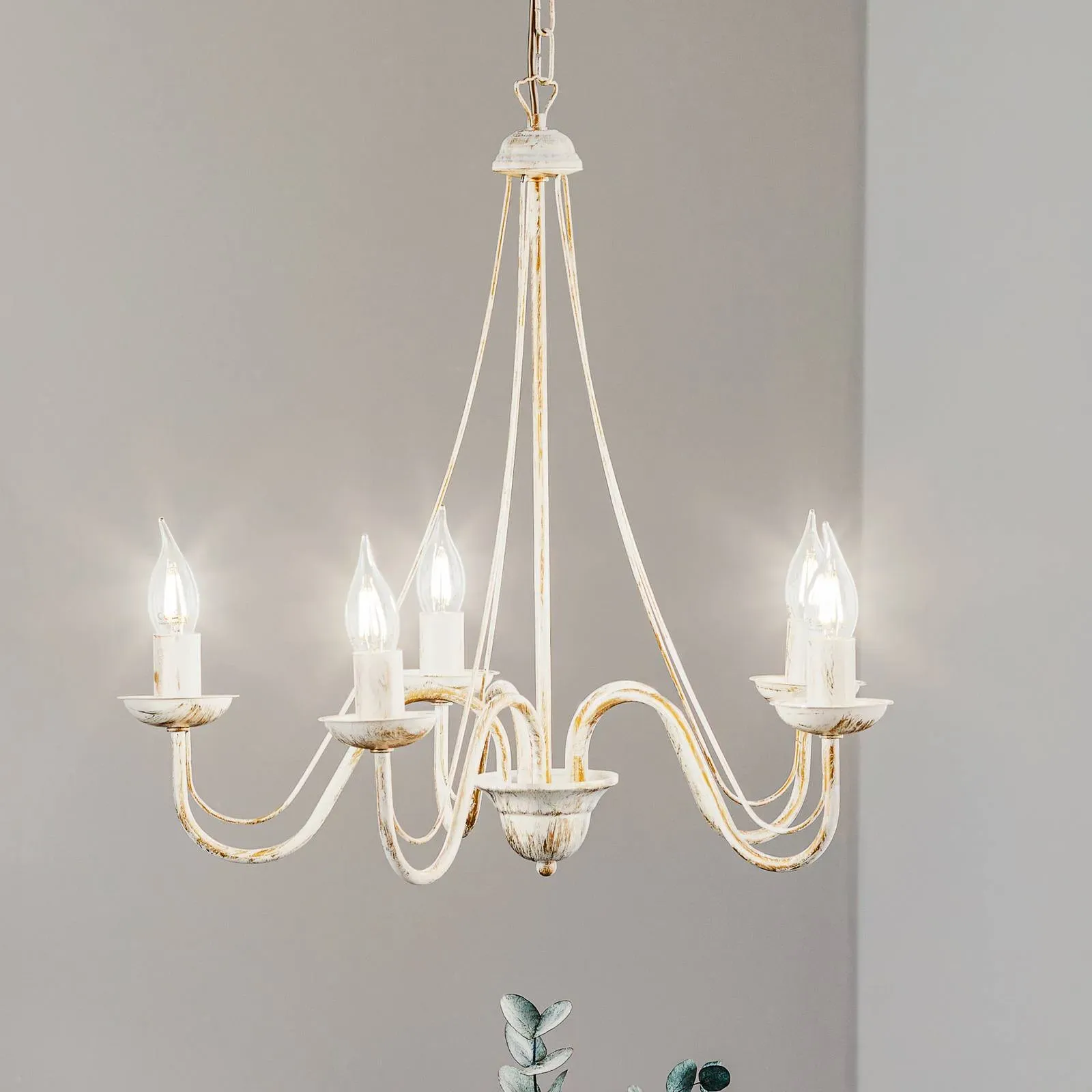 Kronleuchter Malbo HELAM, dimmbar, weiß / opal, für Wohn- / Esszimmer, Metall, Kronleuchter - 60 cm - 60 cm - 54 cm