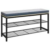 VCM Taliro 90 x 48 x 30 cm schwarz / blau, Sitzbank, Eiche