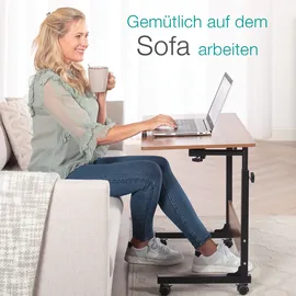 aktivshop Büro- und Beistelltisch, höhenverstellbar 65,5-90 cm, mit Rollen, Holz-Optik