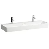 Laufen Val Waschtisch, H8102894001071 mit Überlauf, mit 2 Hahnloch, weiß LCC,