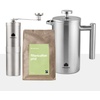 Groenenberg Spar Set 3 | Filter Kaffeebohnen 250g (Bio) + French Press Thermo + Edelstahl Kaffeemühle manuell