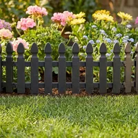 Vilde | Beeteinfassung - 8er Set - 49x21 cm - Witterungsbeständig - Kunststoff - Gartenzaun Grau - Grau