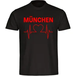 multifanshop Kinder T-Shirt - München rot - Herzschlag - Druck rot - Kind