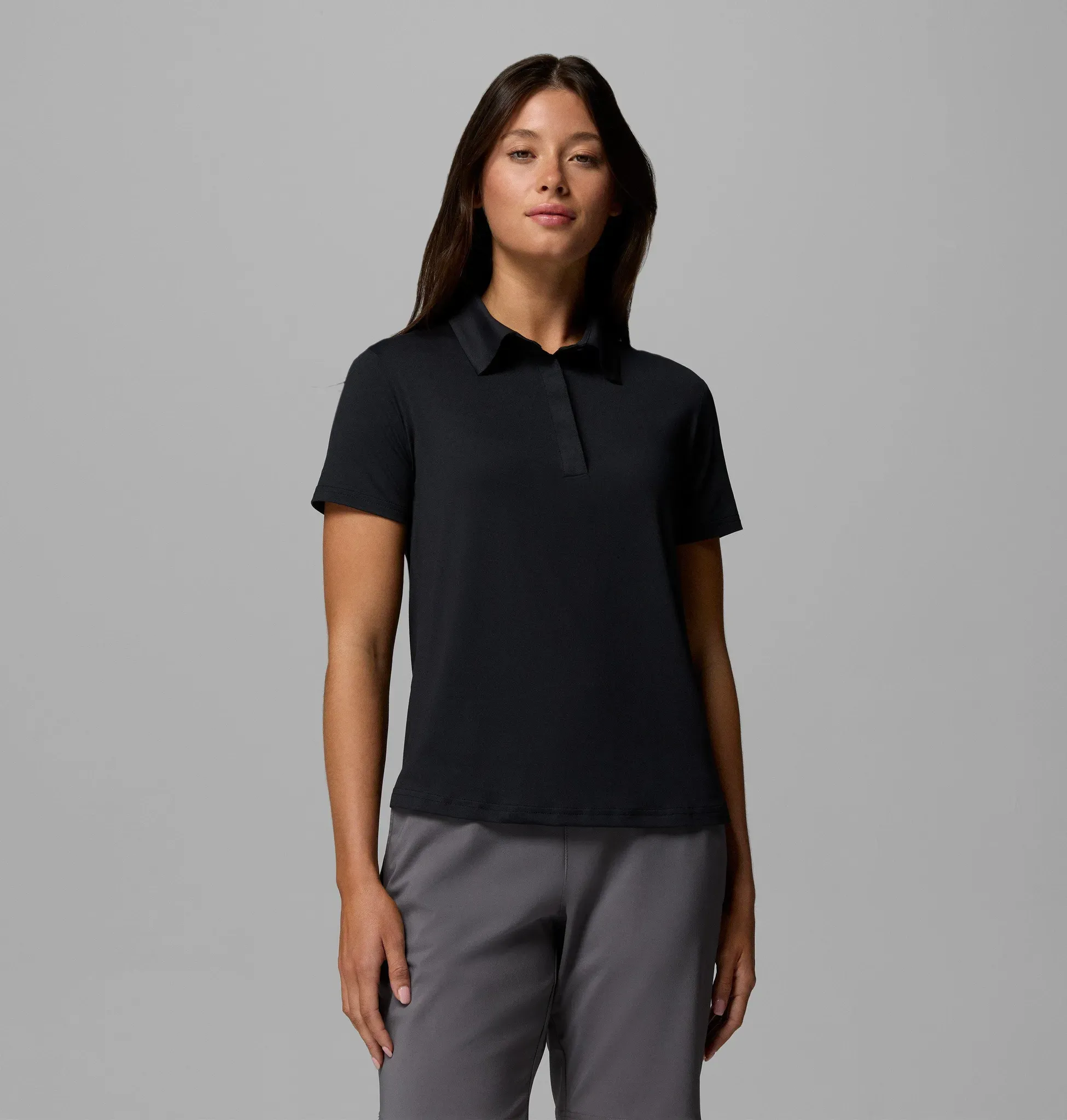 Poloshirt COLUMBIA, Damen, Gr. XS (32), schwarz, Obermaterial: 94% Polyester, 6% Elasthan, Shirts, sportliche Passform, Kurzarm, für sportliche Aktivitäten und Outdoor