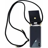 cadorabo Hülle für Apple iPhone XS MAX Schutzhülle in Schwarz Handy Kette Silikon Kordel abnehmbares Etui