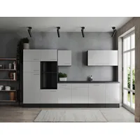 Respekta Küchenzeile Oliver 340 cm Grau/Weiß