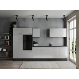Respekta Küchenzeile Oliver 340 cm Grau/Weiß