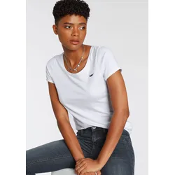 T-Shirt ARIZONA, Damen, Gr. 36/38, weiß, Jersey, Obermaterial: 50% Baumwolle, 50% Modal, bestickt, unifarben, Basic, figurbetont hüftbedeckend, Kurzarm, Shirts, Kurzarm, figurbetont, Basic-Stil, aus Baumwollmischung