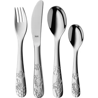 Silit Trend Kinderbeteck Set 4-teilig, Kinder Besteck Edelstahl, Kinderbesteck ab 3 Jahre, Cromargan poliert, Universalverpackung