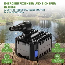 Wiltec CDF-6000 Teichpumpe 24V DC 6000 l/h 40 W