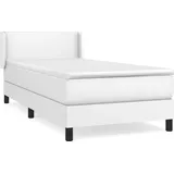 vidaXL Boxspringbett mit Matratze Weiß 90x200 cm Kunstleder