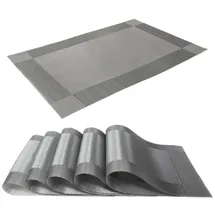 Intirilife 6x Platzset aus PVC in Hell Grau - 45 x 30 cm - Tischset Tischmatte Untersetzer abwischbar hitzebeständig für Küche Esstisch