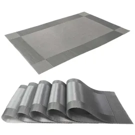 Intirilife 6x Platzset aus PVC in Hell Grau - 45 x 30 cm - Tischset Tischmatte Untersetzer abwischbar hitzebeständig für Küche Esstisch