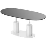 designimpex Couchtisch Design HBL-111 stufenlos höhenverstellbar ausziehbar oval grau