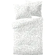 DORMISETTE Mako Satin Zweige Punkte Weiß 135 x 200 cm + 80 x 80 cm