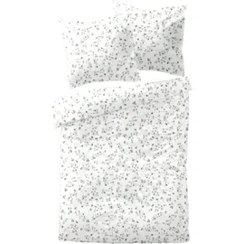DORMISETTE Mako Satin Zweige Punkte Weiß 135 x 200 cm + 80 x 80 cm