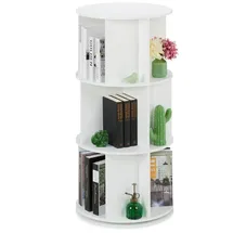 Relaxdays Drehbares Bücherregal rund Weiß