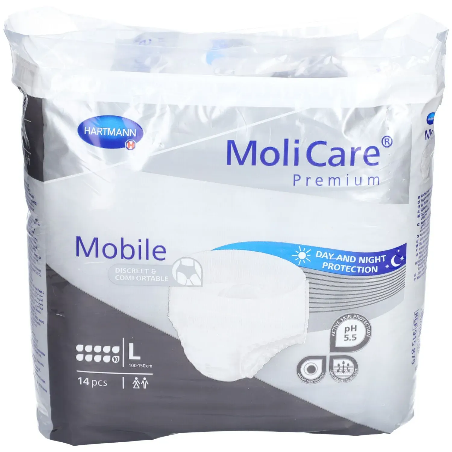 MoliCare Premium Mobile 10 Tropfen Gr. L, Einweg-Inkontinenzunterwäsche bei schwerster Inkontinenz, Bauchumfang von 115-145cm