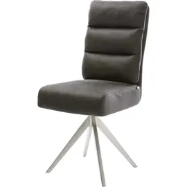 DeLife Polsterstuhl Pela-Flex Kreuzgestell kantig Edelstahl Mikrofaser Anthrazit Vintage Taschenfederkern