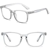 Generisch Lesebrillen Herren/damen, Selbsttönende Lesebrille Mit Blaulichtfilter, Quadratische Lesebrille(Transparentes Grau,1.0x) - 1.0x