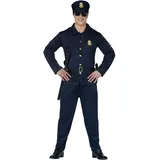 FIESTAS GUIRCA Blaues Polizei Kostüm Herren – Polizei Uniform Herren mit Polizeimütze – Fasching Karneval Polizist Kostüm Herren Größe S 46-48