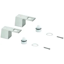 Griffpaar 48321, für Eurocube, für 3-Loch Waschtischbatterie, Markierung blau/rot, chrom