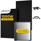 Powerness®Balkonkraftwerk mit Speicher Ecoflow Stream Ultra X 3,84 kWh Speicher mit 1000W(+300W) Full Black Bifaziale Solarmodule