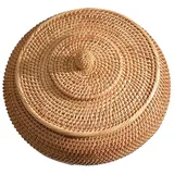 Weidenkorb Mit Deckel, Runde Rattan-Boxen mit Deckel, Handgewebter Mehrzweck-Weidenkorb, Rattan-Aufbewahrungskorb