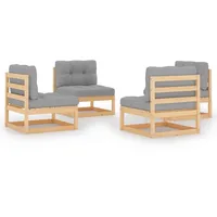 vidaXL Garten-Lounge-Set 4-tlg. Kiefer Massivholz beige/grau