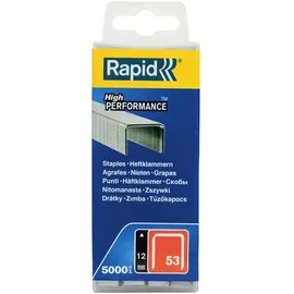Rapid Tackerklammern Typ 53, 12 mm, Feindrahtklammern aus verzinktem Stahl, 5.000 Stück, für Holz, Stoffe und Textilien