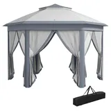 Outsunny Faltpavillon 4 x 4 m inkl. 6 Seitenteile Grau