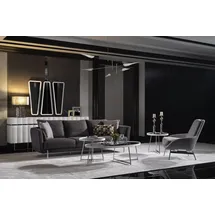 JVMöbel Wohnzimmer Grau Sofagarnitur Dreisitzer Sessel), Luxus Couch Set 4 Sitzer