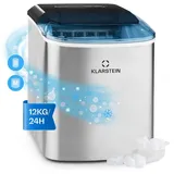 Klarstein Eiswürfelmaschine 12 kg Kleine - Eismaschine, led 12kg je 24h 2.1l Edelstahl, schwarz