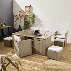 Loungeset 6 - 10 Plätze - kompakt verstaubar Beige - sweeek
